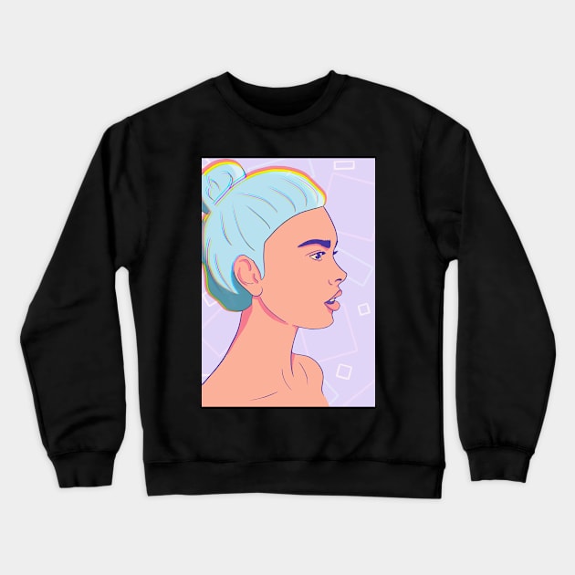 Blue Hair Woman Crewneck Sweatshirt by kiramrob